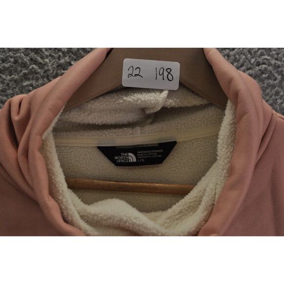 The North Face Pullover Women's L Pink Sherpa Lined Cowl Neck Fleece Sweater - Picture 3 of 8